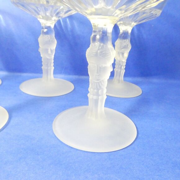 Duncan & Miller Three Faces - Set of 7 Footed Sherbet Glasses 4.75" EAPG MMA - Picture 9 of 11